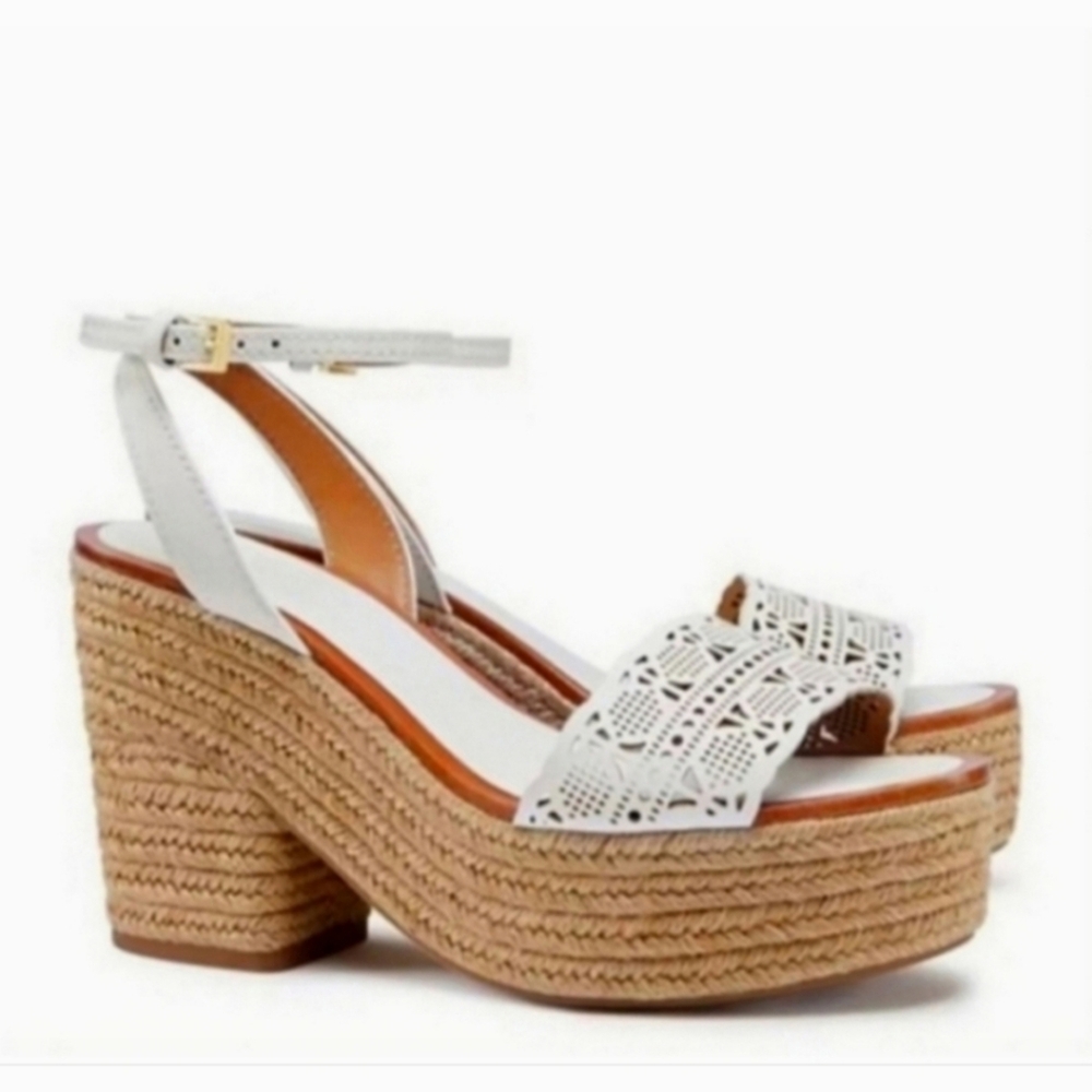 TORY BURCH Roselle Platform Espadrille Heels Size 9.5 - Picture 2 of 13